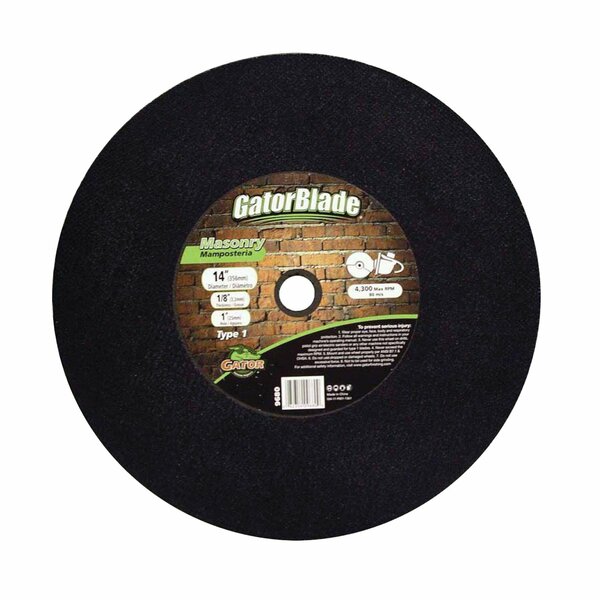 Ali GatorBlade Cut-Off Wheel, 14 in Dia, 1/8 in Thick, 1 in Arbor 9680